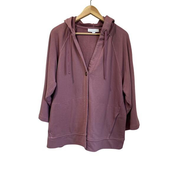 J Jill Pure Jill French Terry Kimono Jacket Organic Cotton Soft Pink Size M - Picture 2 of 8